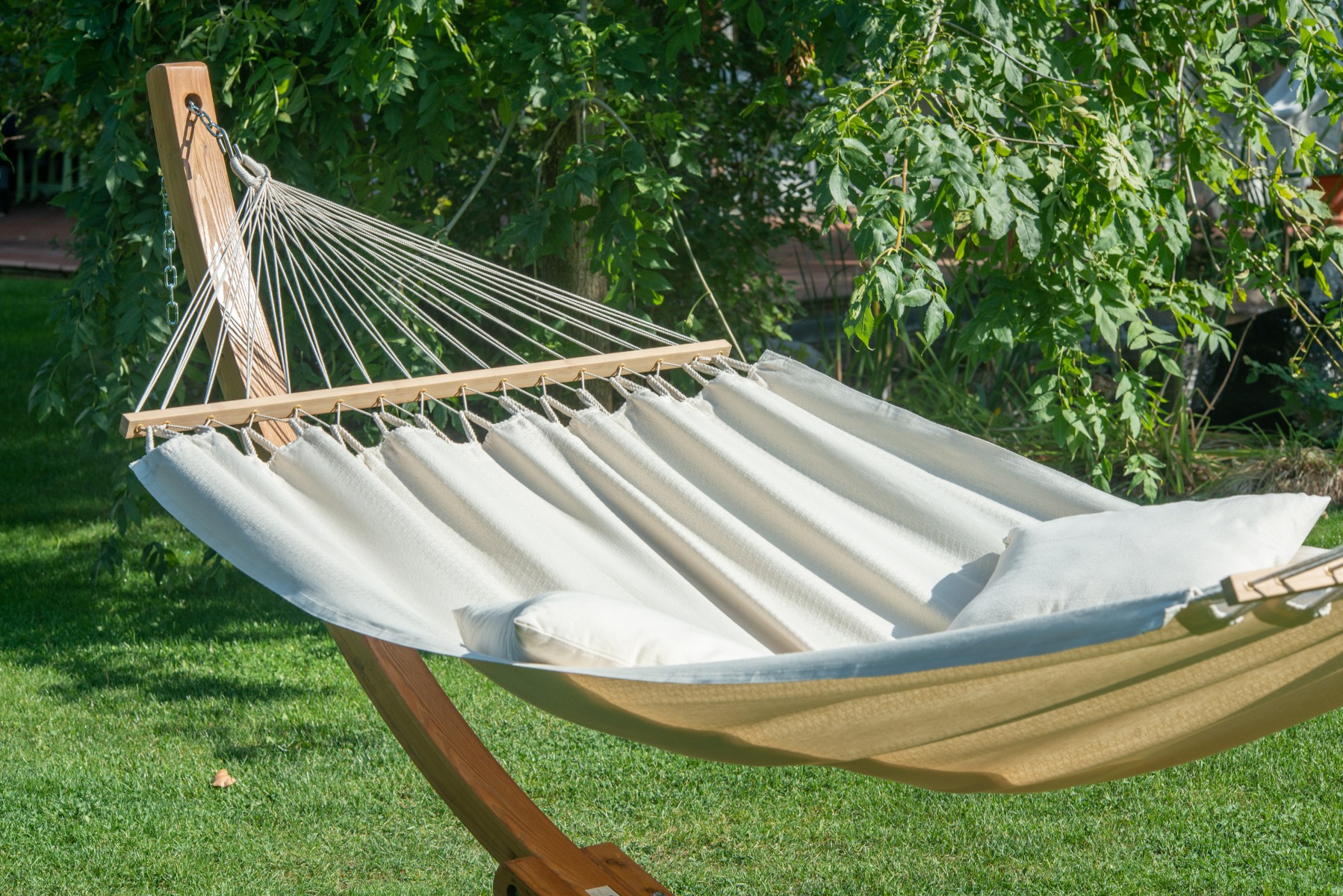 Amaca Brunner Jardim In Cotone Con Stecche Divisorie In Legno, Color Sahara - 5